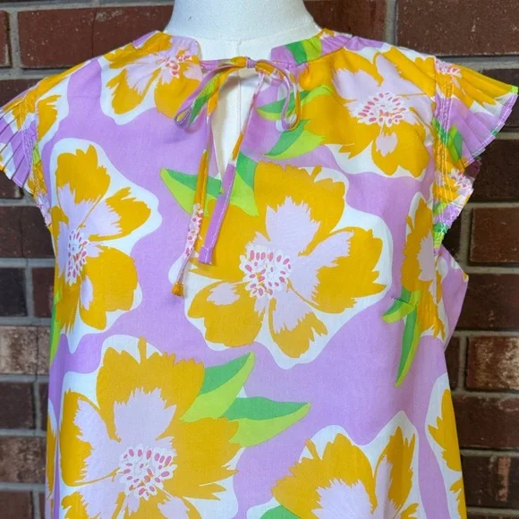 Michelle’s McDowell “Sea Flower Lilac” Valery Top Size Small - Picture 2 of 11